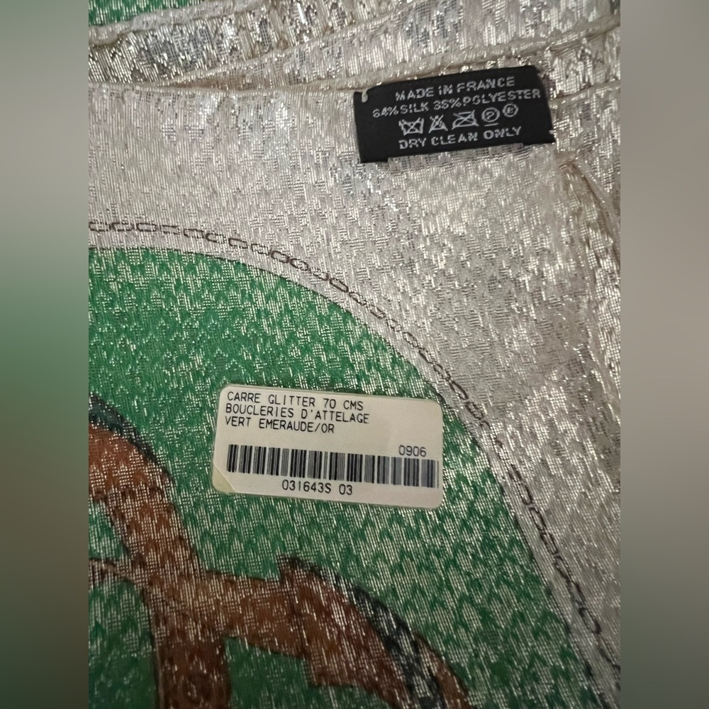 😍💕limited edition Hermès Carrer Glitter square  Silk Scarf W Orig Box &receipt - Picture 7 of 10